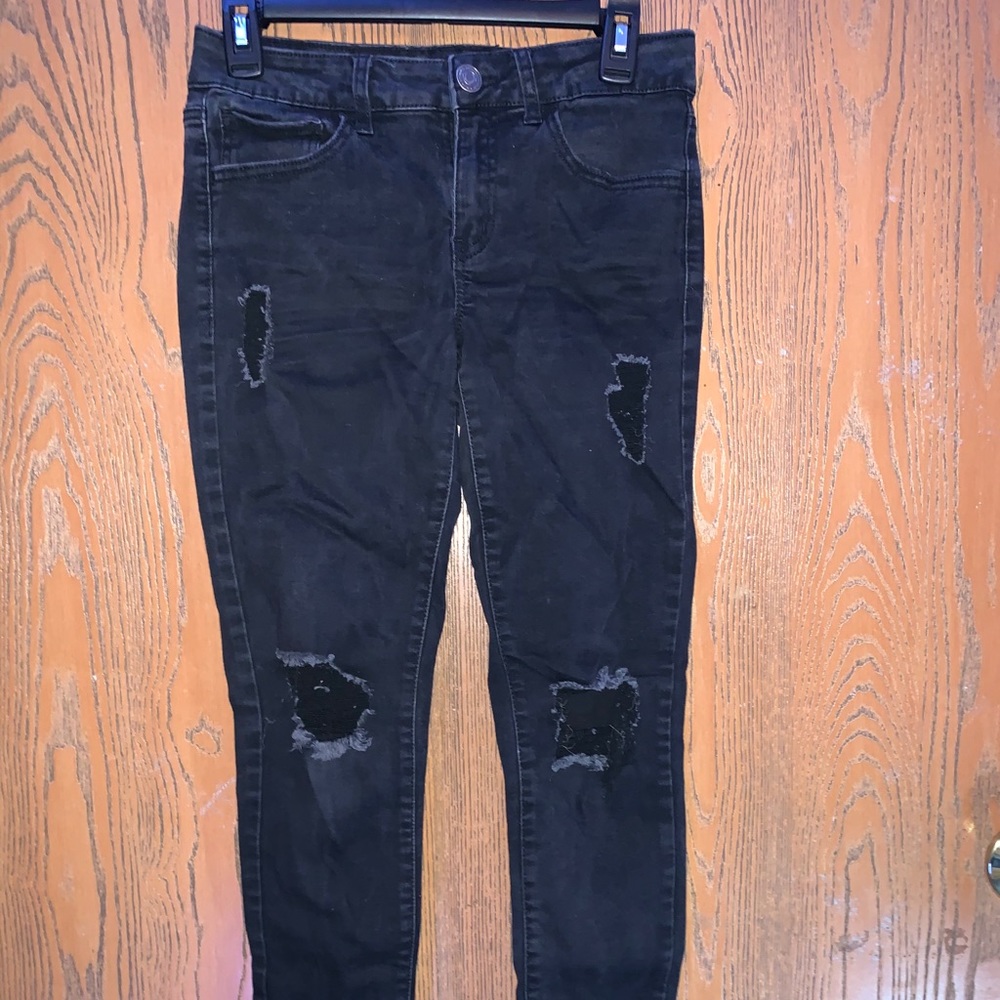 Hollister black ripped jeans.
